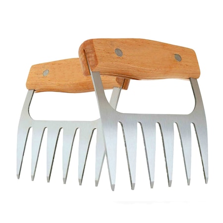 1947Kitchen Stainless Steel Meat-Shredding Claws With Wooden Handle, Brown, PR TI-2TYSSS-BRO